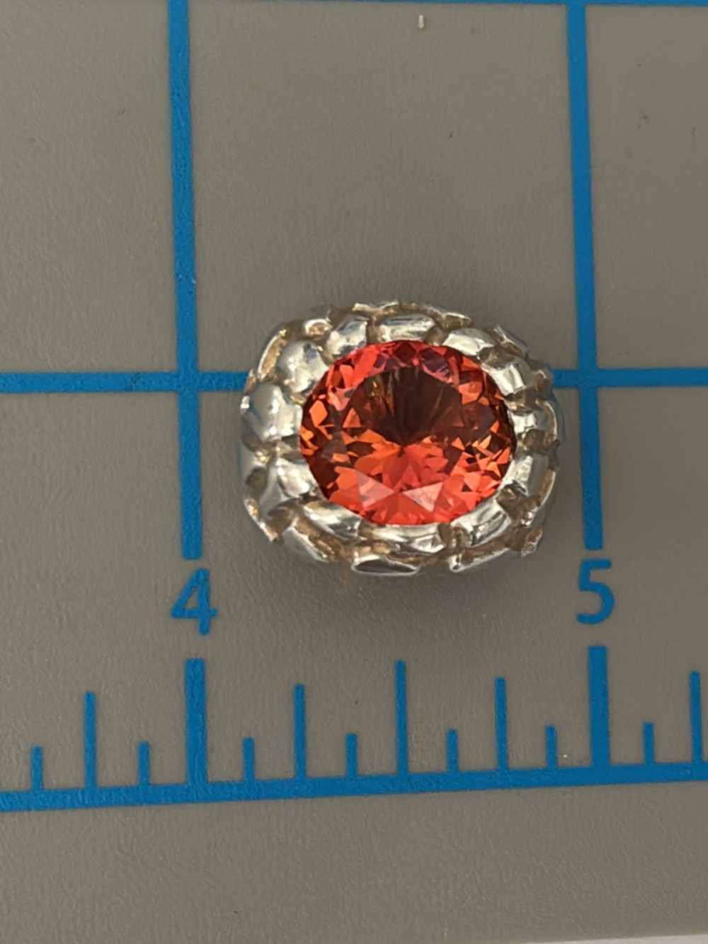 Orange Sapphire Sterling Silver Pendant ( Pendant only ) - Picture 2 of 8